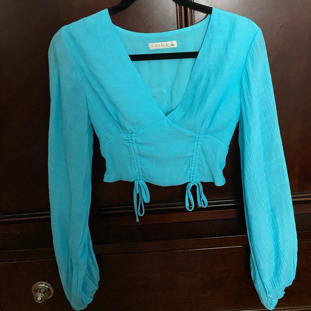 Vigoss Women's Turquoise Long Sleeve Blouse